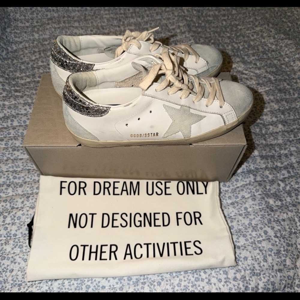 Golden Goose Women's White and Glitter Sneakers